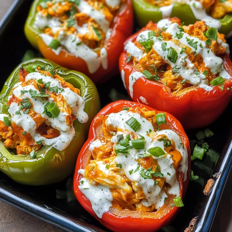Buffalo Chicken Stuffed Peppers - Dairy Free & Low Carb