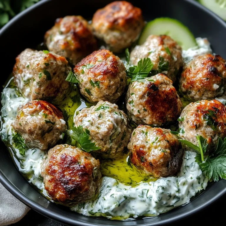 Greek Turkey Meatballs with Tzatziki Sauce 🥙🍖🥒