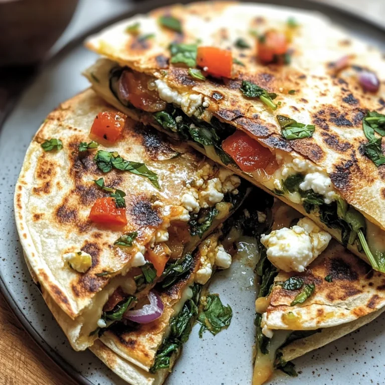 Mediterranean Quesadillas with Spinach, Feta, Mozzarella, and Red Onion