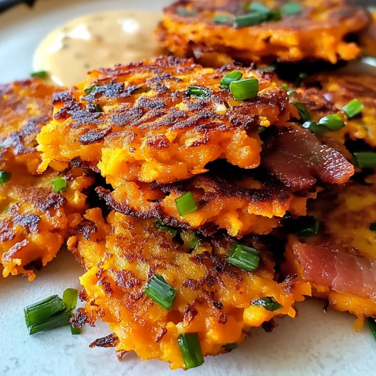 Sweet Potato Fritters with Turkey Bacon and Green Onions