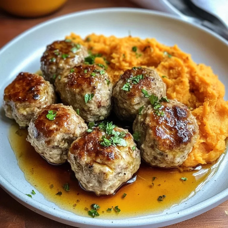 Apple Chicken Meatballs with Spiced Sweet Potatoes