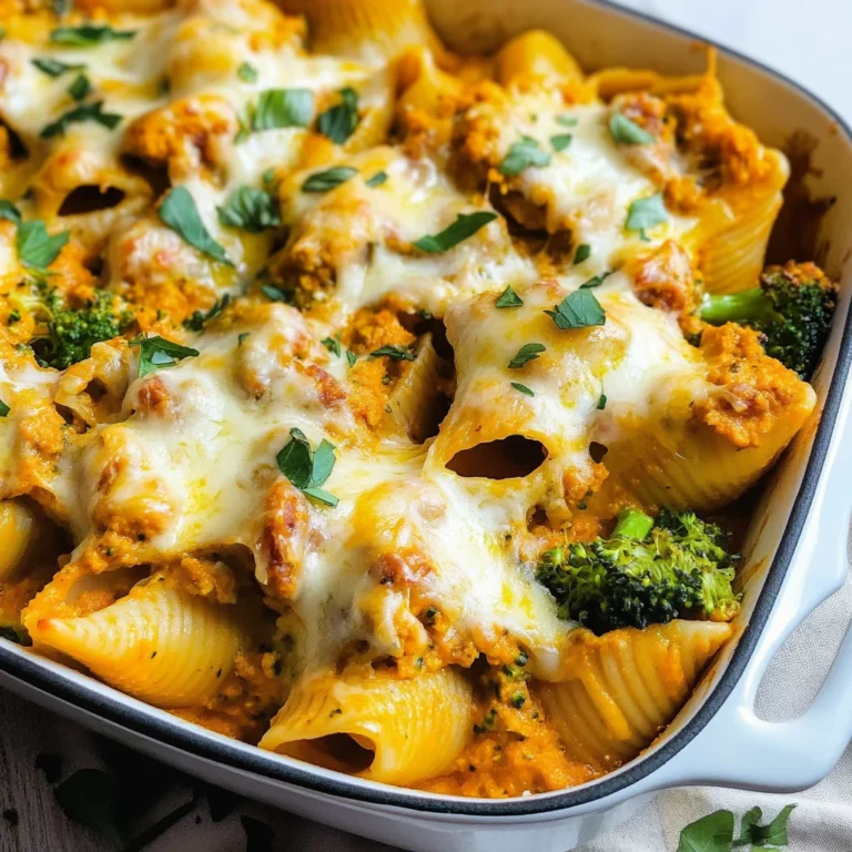 Cheesy Pumpkin and Spicy Sausage Stuffed Shells